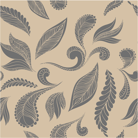 Vector seamless pattern of feathers. Ethnic doodle indian design background.のイラスト素材