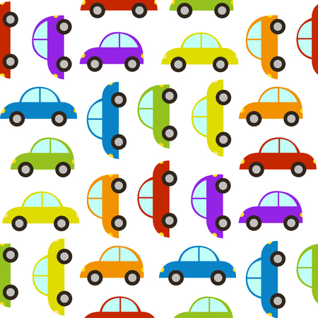 illustration seamless pattern of small children cartoon car style flat color. Background for kidsのイラスト素材