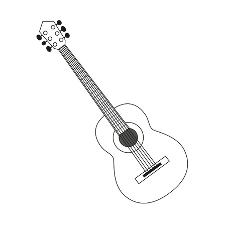 illustration circuit outline of a guitar in black and white. Coloring musical instrumentのイラスト素材