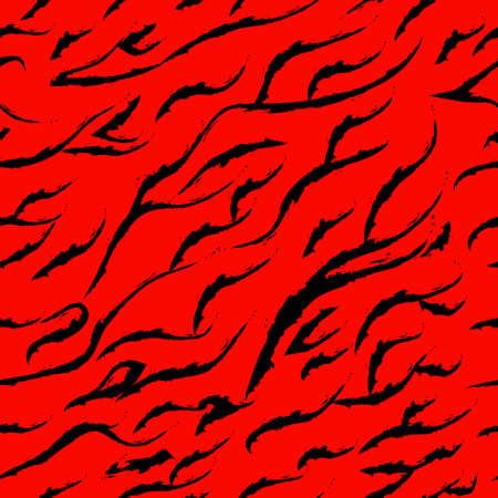 Fall / winter 2020-21 fashion color: Mandarin red, t-shirt print design, seamless pattern of Tiger printsのイラスト素材