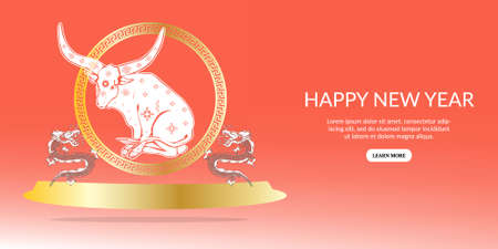 Chinese new year sale landing page template.のイラスト素材