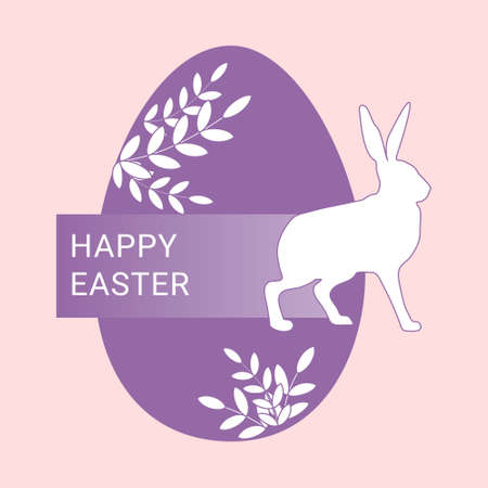 Vector illustration of Purple easter egg with easter hareのイラスト素材