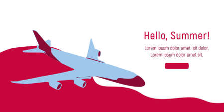 abstract ui design for travel agents etc. with an illustration of summer travel with an airplaneのイラスト素材