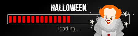 vector illustration of progress bar with evil clown. Happy Halloween