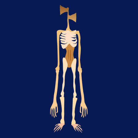 Happy Halloween flat banner with siren head Monster, vector template.