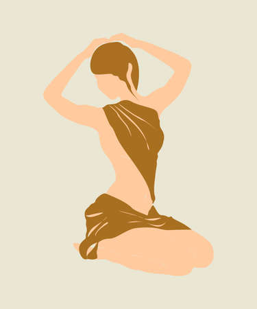 Vector illustration of beautiful female figures. Design for pattern,  posters, invitation, greeting cardのイラスト素材