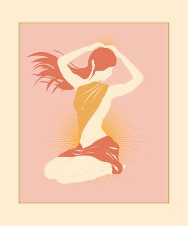 Vector illustration of beautiful female figures. Design for pattern,  posters, invitation, greeting cardのイラスト素材