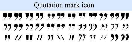 Set of quote mark, quotation mark icon. Quotes icon vector set. Quote marks outlineのイラスト素材
