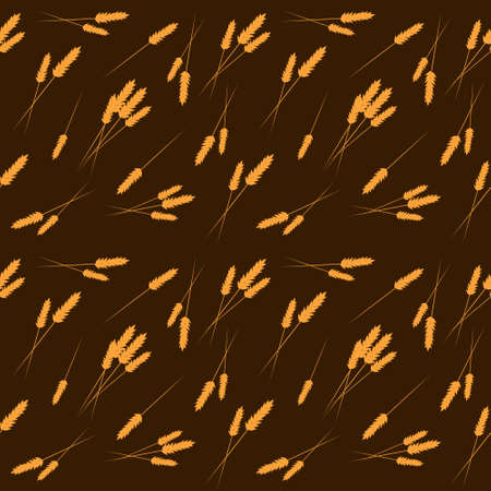 Seamless pattern of  wheat, isolated on a brown backgroundのイラスト素材
