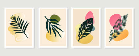 botanical wall art vector set. Design for pattern, logo, posters, invitation, greeting cardのイラスト素材