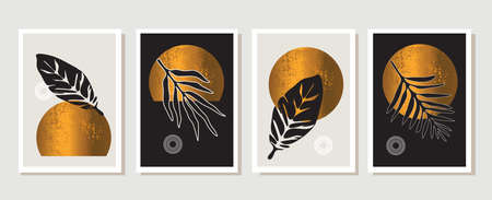 botanical wall art vector set. Design for pattern, posters, invitation, greeting cardのイラスト素材