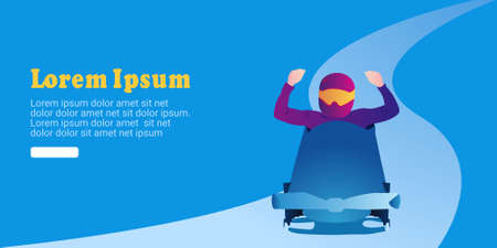 UI design of an abstract man skiing on abstract background. Bobsleighのイラスト素材