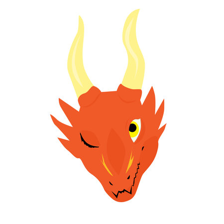 Vector illustration of dragon face. Emotionsのイラスト素材