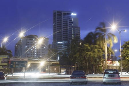 Light trails of traffic in the eveningの素材