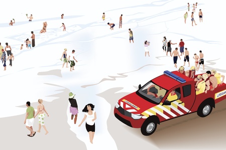 Beach Lifeguard Patrol のイラスト素材