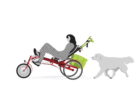 Disabled Person Riding Recumbent Tricycleのイラスト素材
