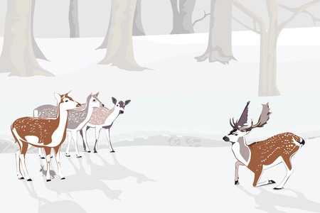 Snowy Forest Landscapeのイラスト素材