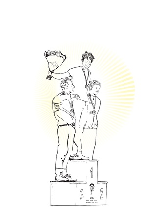 Happiness Moment - Medal Winners on Podiumのイラスト素材