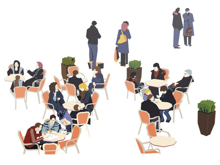 Mid-Shopping Coffee Breakのイラスト素材