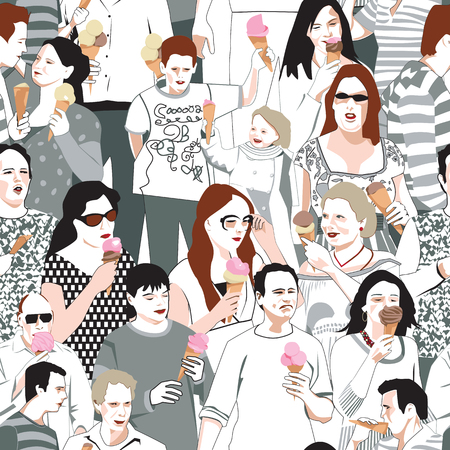 Ice Cream Eaters Patternのイラスト素材