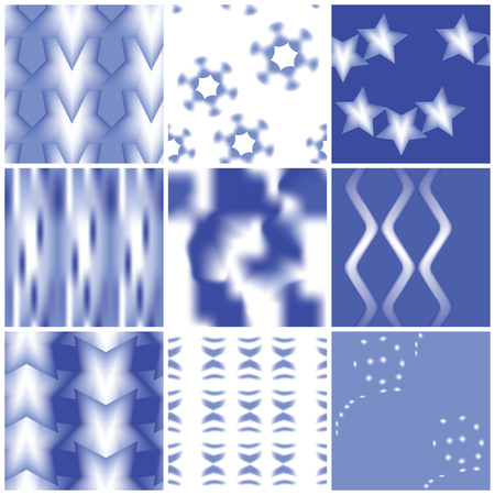 Blue And White Matching Seamless Pattern Collectionのイラスト素材