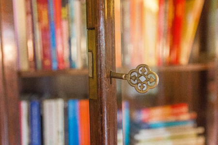 key show in shallow depth of field accentuating the unlocking of knowledgeの写真素材