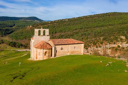 Romanesque hermitage of San Pantaleon of Losa, of the legend of the Holy Grail, in Spain.の写真素材