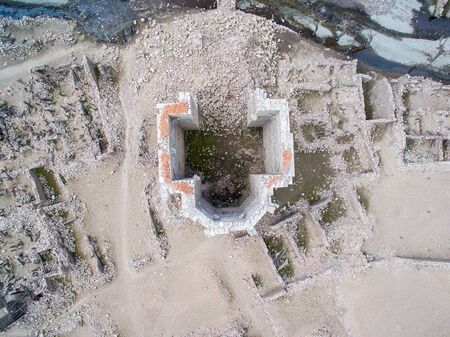 Village and church collapsed in a dry swamp in Soria whit the name the swamp of Mansilla.の写真素材
