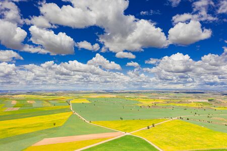 Agricultural fields in a village in Spain.の写真素材