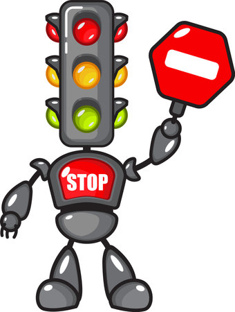 illustration graphic vector traffic light robot with traffic screen for icon, mascot, etc.のイラスト素材