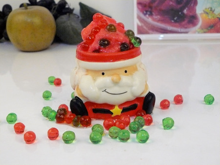 X'mas smoothie in s Santa cup, Festive beverage menu design for celebration on christmas party. の写真素材