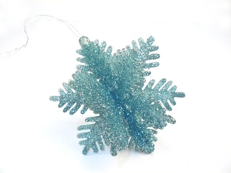 Blue Snowflake ball. Festive decoration design  for celebration on Christmas, new year, party. isolated on white backgroundの写真素材
