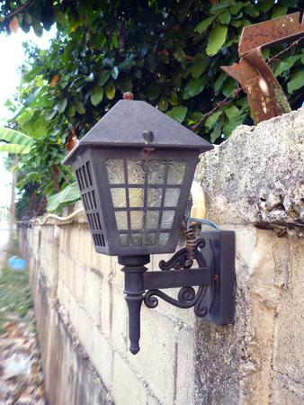 Street lamp, Old lantern on the wall.の写真素材