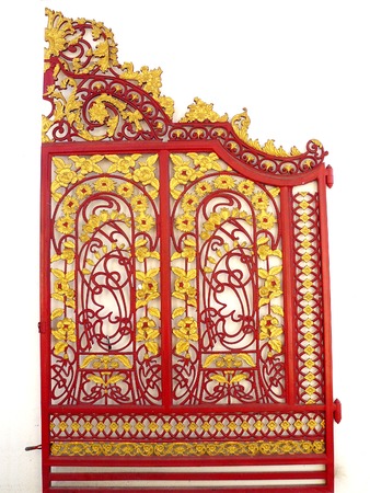 The flower pattern design one side of alloy or metallic gate isolate on white backgroundの写真素材