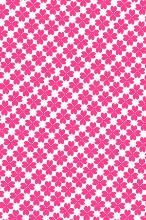 Illustration of seamless pink heart flowers pattern for backgroundの写真素材