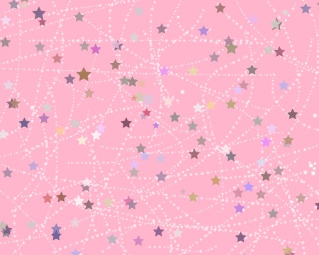 Illustration of cute star party pattern on pink background. Pattern design for fabric, textile, fashion design, gift wrapping paper, Tone Screen; wallpaper etc.の写真素材