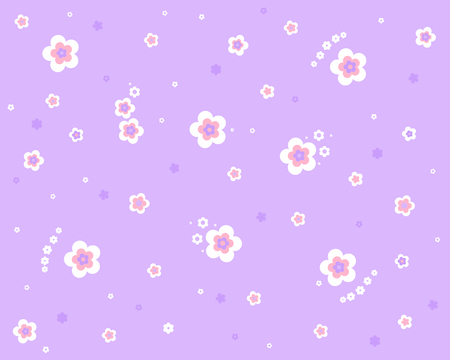Illustration of cute white flowers pattern on purple-violet background.の写真素材