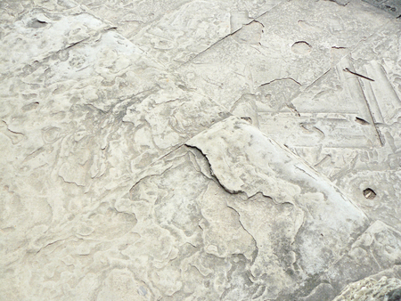 Close up texture of ruin of ancient sandstone stair step at Angkor Wat temple. Angkor Wat is a world heritage of Siem Reap, Cambodia.の写真素材
