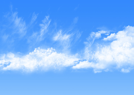 Illustration of beautiful blue sky with fluffy white cloud in a bright day cloudscape.の写真素材