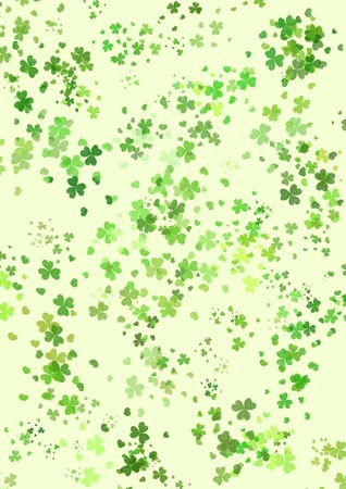 Illustration of small green clover on lemon green background. Pattern design for fabric, textile, fashion design, gift wrapping paper, Tone Screen; wallpaper etc.の写真素材