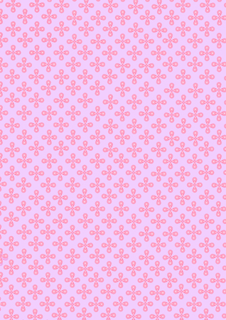 Illustration of cute circle pink small flowers pattern on violet background.
