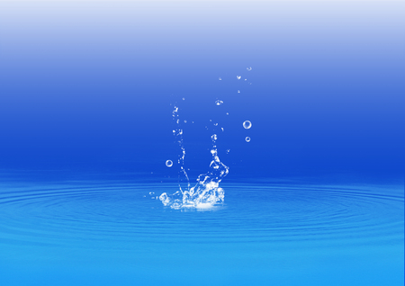 Atmosphere illusion of shining in deep blue water and water drop on surface texture for background.の写真素材