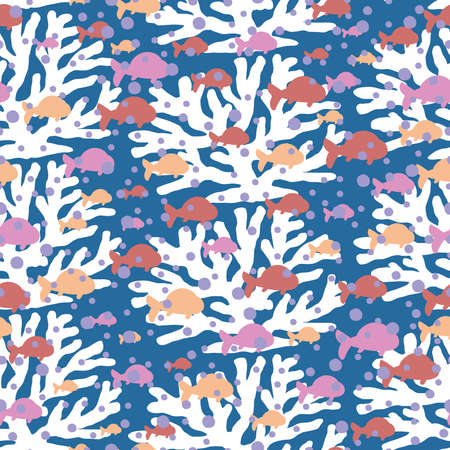 A beautiful colorful coral seamless pattern. An elegant digital design featuring a scenery found in the sea/ocean that is coral. A cute and adorable graphic design featuring corals and other sea elemeの写真素材