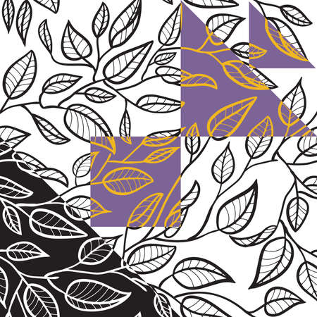 A beautiful seamless surface pattern design of simple line art leaves. An elegant graphic design...