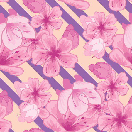A beautiful seamless surface pattern design inspired by stunning sakura flower. An explosion of pink blossoms.の写真素材