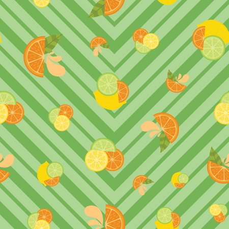 A beautiful seamless surface pattern design inspired by citrus fruit. A fun and summery illustration.の写真素材