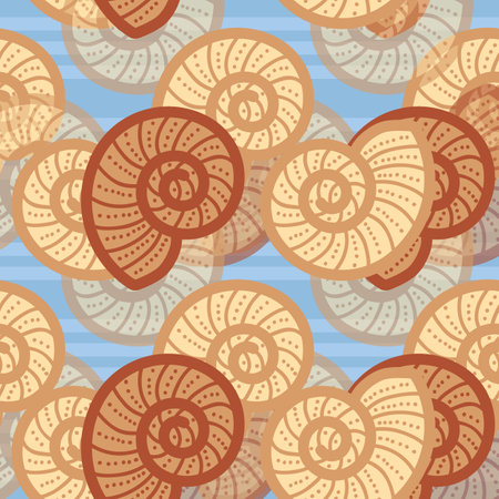 A cute and adorable line art illustrations of seashells and starfish. A fun seamless pattern design in beach theme. Perfect for summer.の写真素材