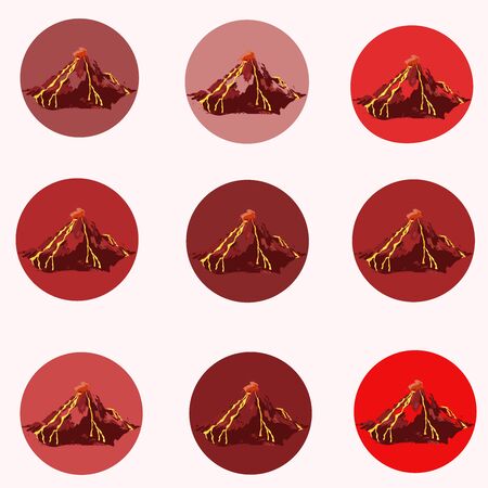 pattern of red volcanoes on a background of various kvass shadesのイラスト素材