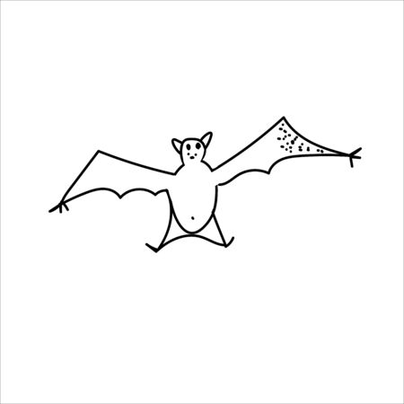 Hand Drawn bat doodle. Sketch style icon. Decoration element. Isolated on white background. Flat design. Vector illustration.のイラスト素材