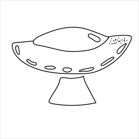 UFO doodle hand drawn vector set isolated on a white background.のイラスト素材